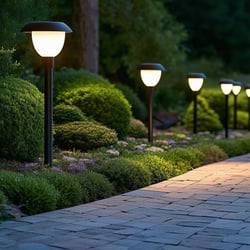 Landscape lighting used on pathway for safety and security at house in Tigard Oregon