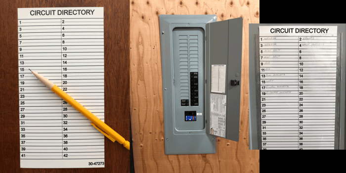Circuit directory for labeling electrical panel circuits