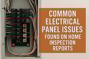 Electrical panel with inspection notes highlighting common issues found on home inspection reports
