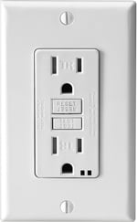 GFCI ground fault circuit interruptor outlet with test and reset buttons