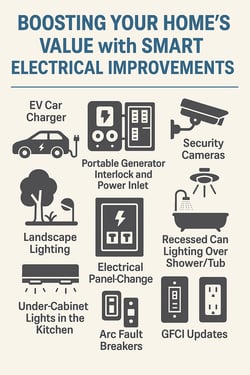 Infographic showing top electrical upgrades that increase home value