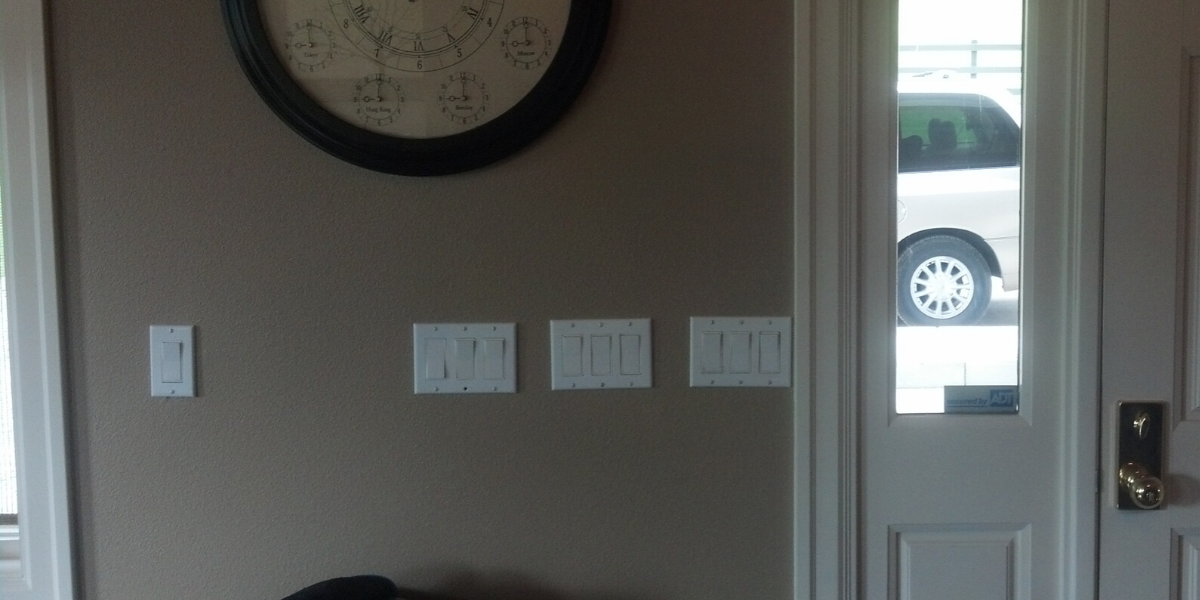 Wall in house with ten switches